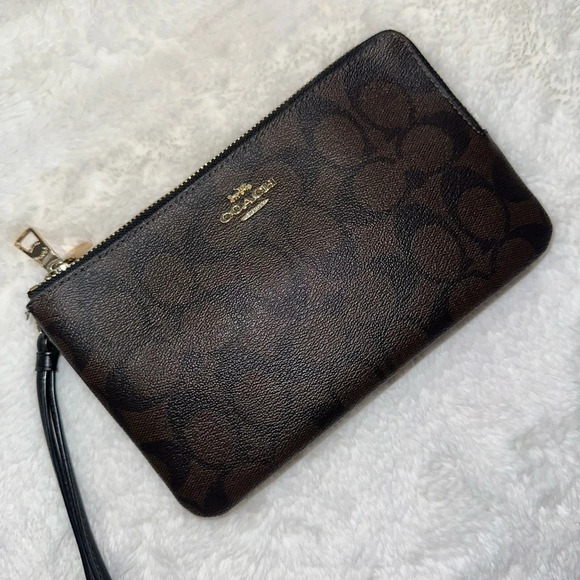 COACH SIGNATURE DOUBLE ZIPPER WRISTLET/ WALLET - Picture 7 of 7